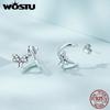 WOSTU 925 Sterling Silver Butterfly Stud Earrings for Women Fashion Geometric Stud Earrings Fine Jewelry Wedding Gift