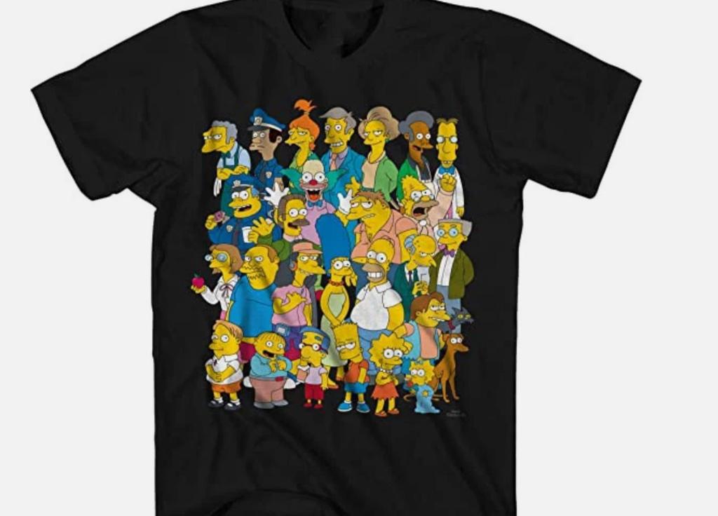 The Simpsons Springfield Group Montage Bart Black Men S-2345XL T-shirt