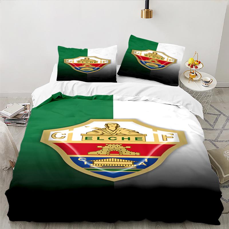 3PCS Football Elche Crest Design Bedding set,Ideal for1pc Duvet Cover And 2pcs Pillowcases Perfect for Christmas gift,Ideal for Bedroom, Dormitory