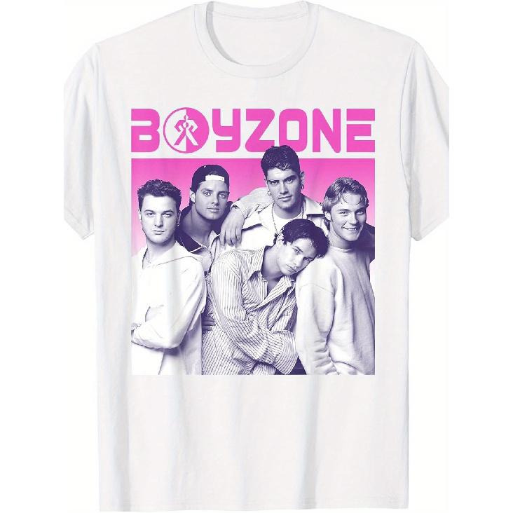 Мужская официальная винтажная футболка Boyzone 90-х - Иконические фото участников и ретро Boyzone, Свободная футболка с коротким рукавом для концертов, Повседневная одежда, Ностальгическая