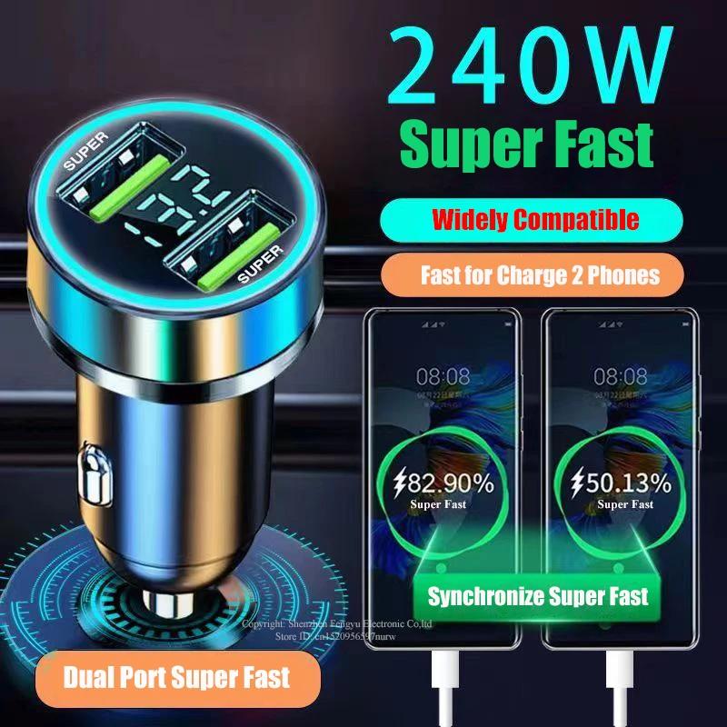 Premium 3.1A Dual USB Car Charger with Voltage Display - Fastest Charging for All Phones