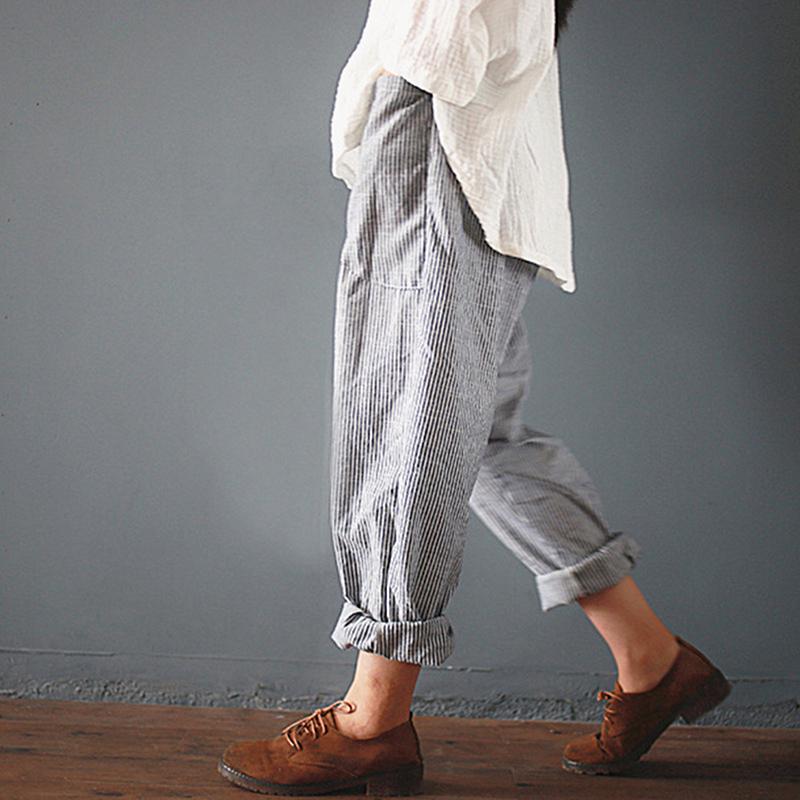 Винтажные шаровары женские повседневные свободные брюки с карманами Осенняя модная уличная одежда женские брюки Харадзюку размера плюс