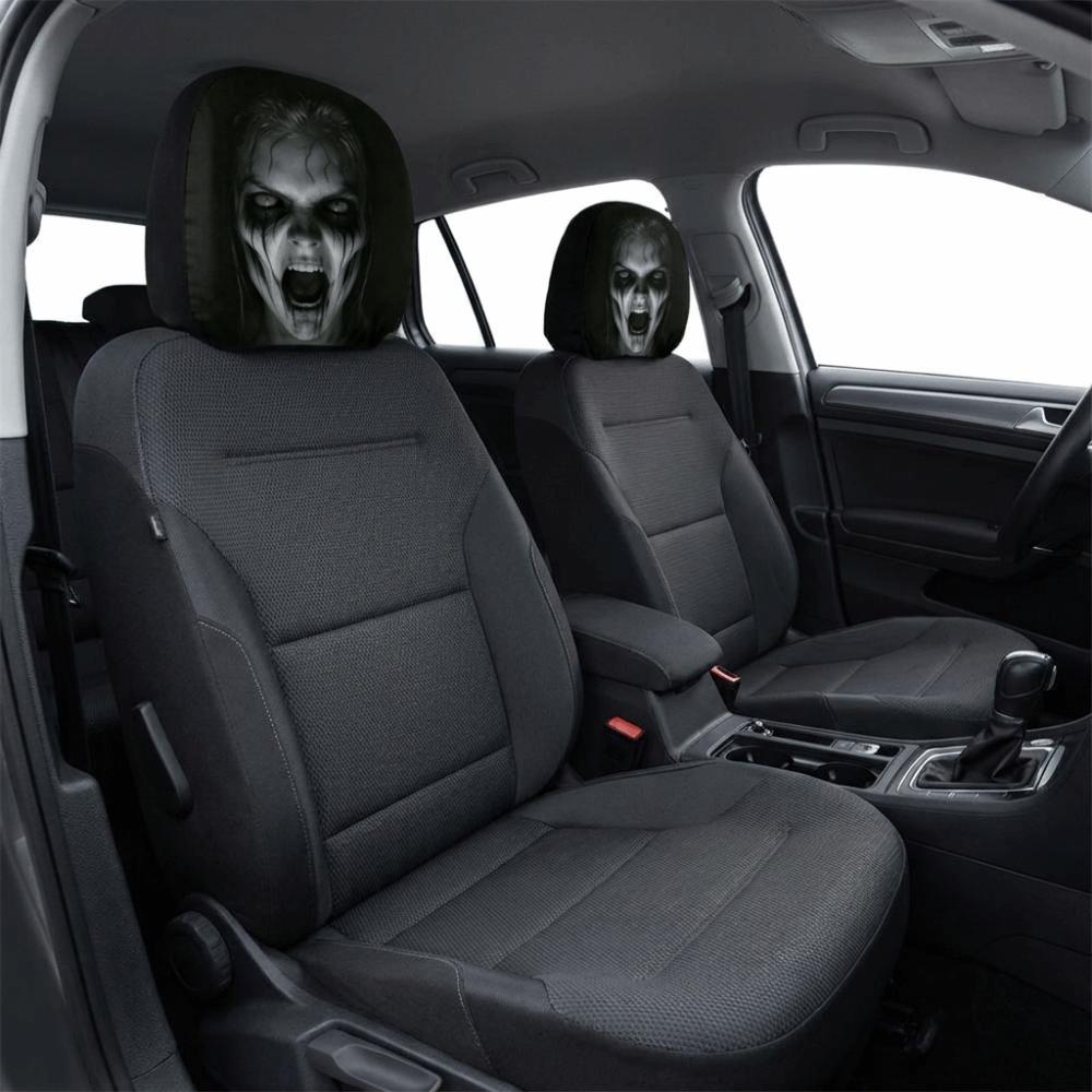 2PCS Oil-Proof Ghost Car Pillowcase Stain-Proof Seat Headrest Protectors Car Interior