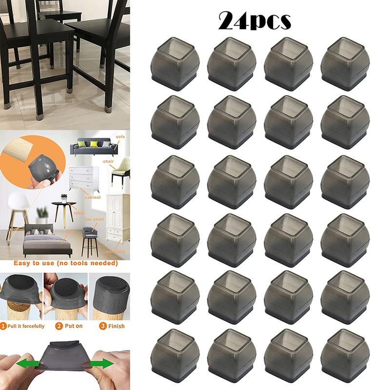 16/24/32pcs Furniture Tools Silicone Chair Leg Floor Protector Anti-Scratch Anti-Noise Chair Leg Cover