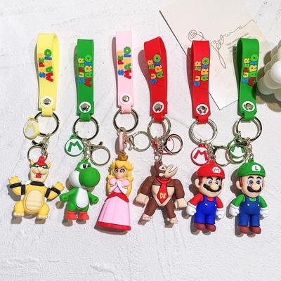 Супер Марио Мультяшная Игра Силиконовый Брелок Подвеска Кукла Машинка с Крючком Брелок Маленький Подарок