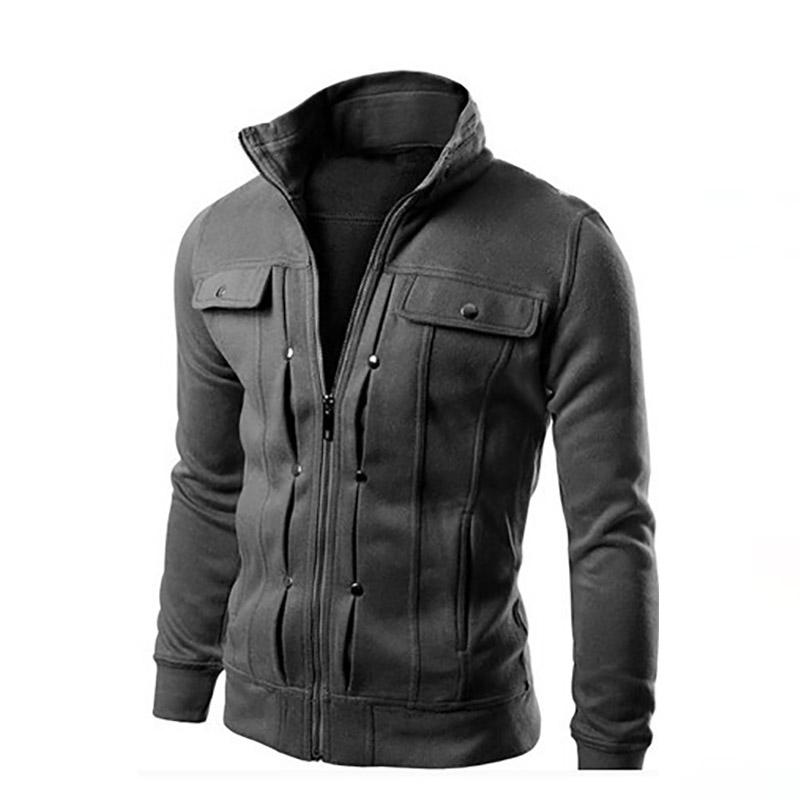 Мужская толстовка с несколькими пуговицами, декоративные толстовки, мужские толстовки с воротником-стойкой на молнии, белая, серая, черная одежда