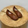 Fashion Brown Leather Pure Handmade Shoes  The Retro Art Mori Girl Shoes Women's Casual Flats Shoes Two Way To Wear