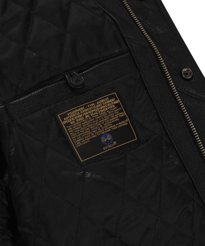 Avirex Cow Leather Logo Varsity Jacket / 7835950017 Black