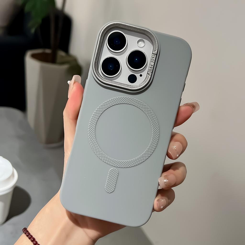 Desert Gold lens frame holder charging phone case for For Iphone 16 15 14 13 12 11 Pro Max magnetic soft silicone back cover