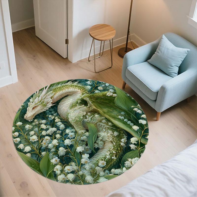 Snakes & Green Dragons pattern round rug,Carpet Rug for Living Room Bedroom Playroom ,Non-slip Floor Mat,Holiday Gifts and Birthday Gifts.