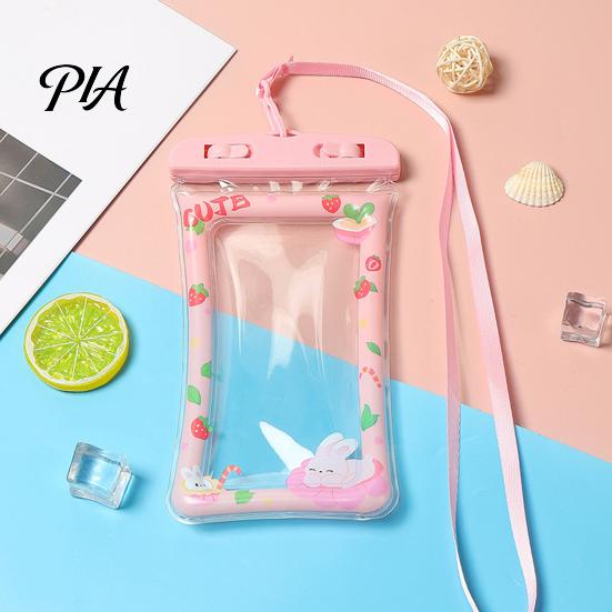 Snorkeling Phone Holder Cute Waterproof Pouch with Floating Airbag And Lanyard, Clear PVC Cellphone Dry Bag for Swimming Beach Underwater Photography