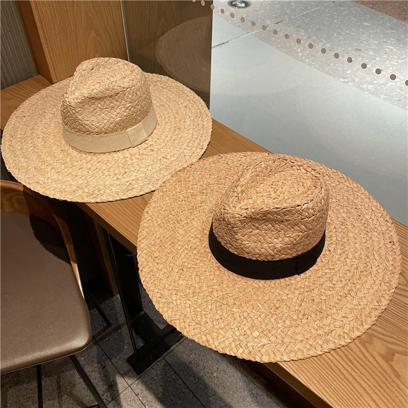 Chic Faceboosummer Handmade Raffigrass Big Brim Fedoras Cap Men Women Panamjazz Hat