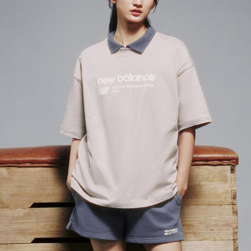 New Balance Женская футболка с рукавом спущенное плечо, светло-хаки WT33534-MNK