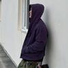 Mens Relaxed Fit Hooded Sweatshirt With Distressed Front Print Kangaroo Pocket - Fall Casual Wear