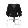 Women's European Deep V-Neck Short Sleeve Tie-Waist Slim-Fit Summer Top