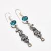 Swiss Blue Topaz Gemstone Handmade 925 Silver Plated Jewelry Earring 2.38"