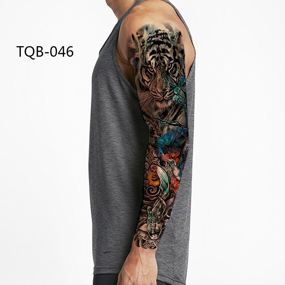 Fashion Fake Tattoos Waterproof  Tiger Eye Clock  Temporary Decal Large Leg Full Arm Tattoo Sticker