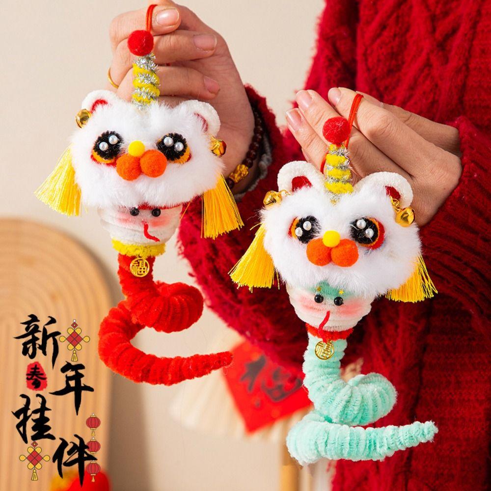 Iron Wire Strip Stick Handmade Plush New Year Craft Lunar Snake Year Ornament  Festival Decor