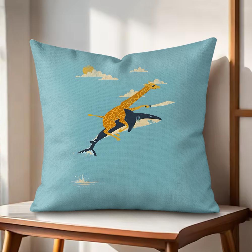 Classic Abstract Animals Cushion Cover Natural Linen Organic Fabric DoubleSided Printing Couch Pillow Covers Home Decor