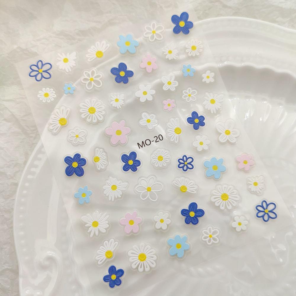 Рельефные наклейки для ногтей: Наклейки с цветами, ромашками, мультфильмами, тюльпанами, кроликами, любовью, бабочками.