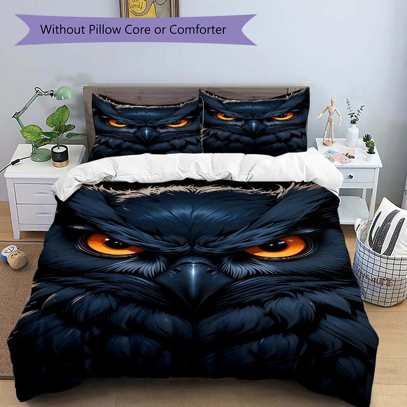 3pcs Night Owl Duvet Cover Set -Includes 1 Duvet Cover and 2 Pillowcases, No Quilt Core, All-Season Home Decor yy251111108