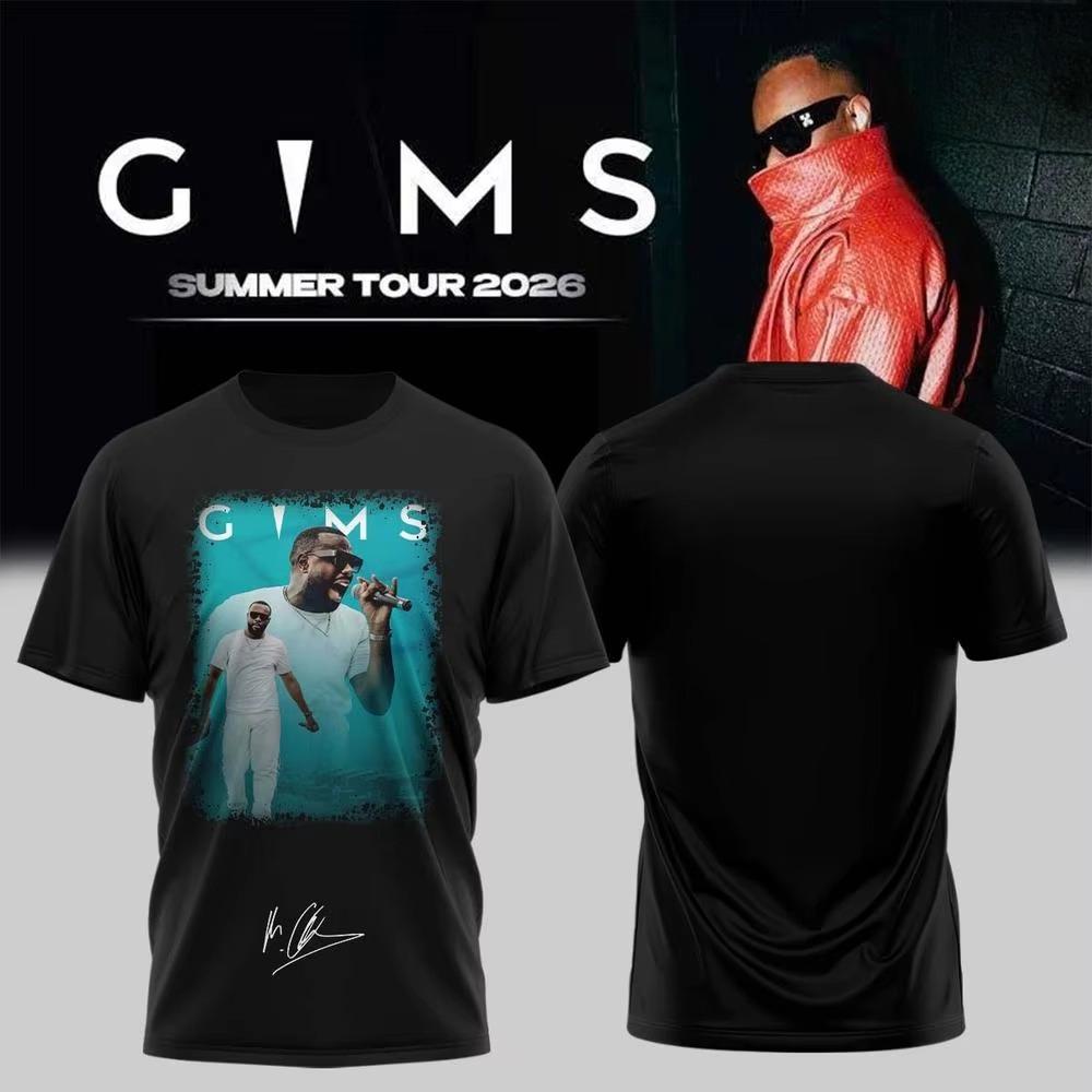 GIMS Summer Tour 2026 Limited Edition T-Shirt Y2K Men Women Hip Hop Fashion Oversized T-shirt Print Crew Neck Lightweight Casual T Shirt