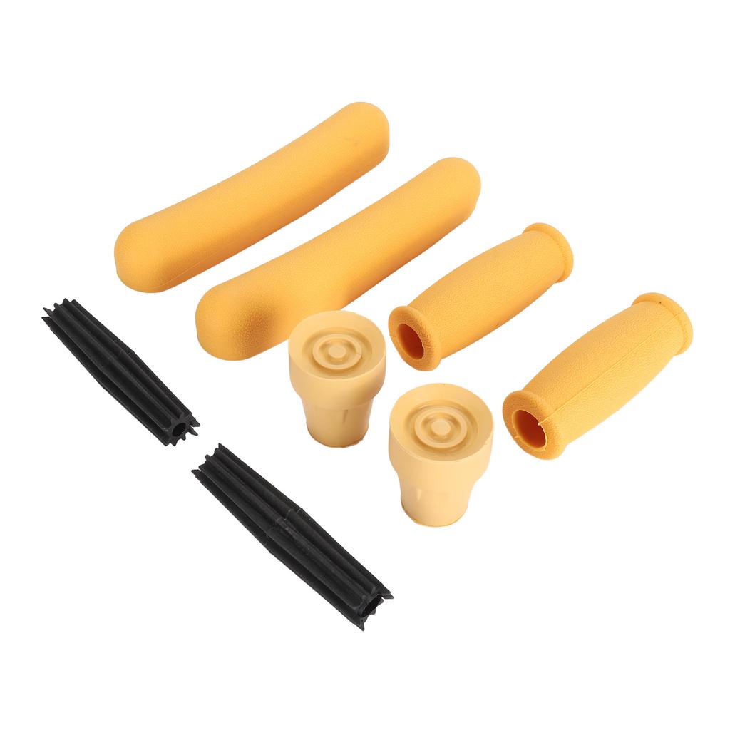 Crutch Pad Set Soft Rubber Hand Grip Underarm Pad Non Slip Tip for Aluminum and Wooden Crutches