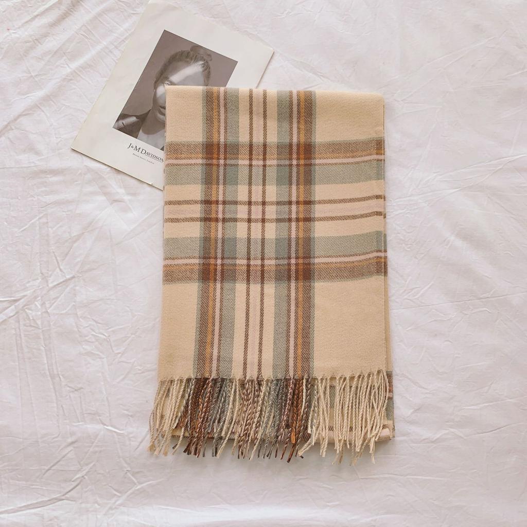 2024 New Autumn And Winter Tassel Plaid Shawl Scarf With Feminine Temperament, Medium To Long, Thick And Warm Imitation Cashmere Scarf