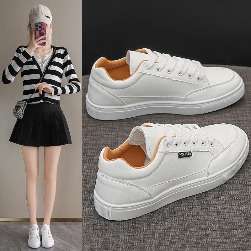 Мода Белые кроссовки женские на платформе повседневные беговые теннисные спортивные вулканизированные туфли кожаные кроссовки женские модные тенденции