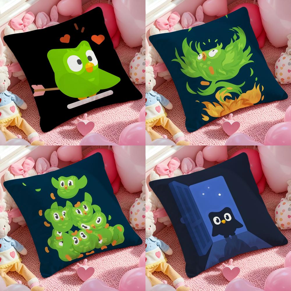 Cute Cartoon DDuolingos Pillow Case Soft Plush Fabric DoubleSided Printed Cushion Cover Warm Winter Sofa Pillow Case