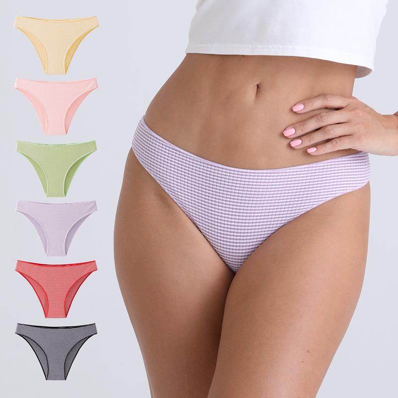 Women's Underwear Low Waist Briefs Sexy Half Round Hip Girly Striped Triangle Panties