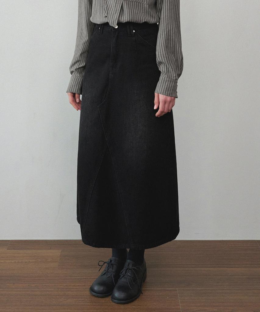 Micene Finley Fringe Denim Long Skirt