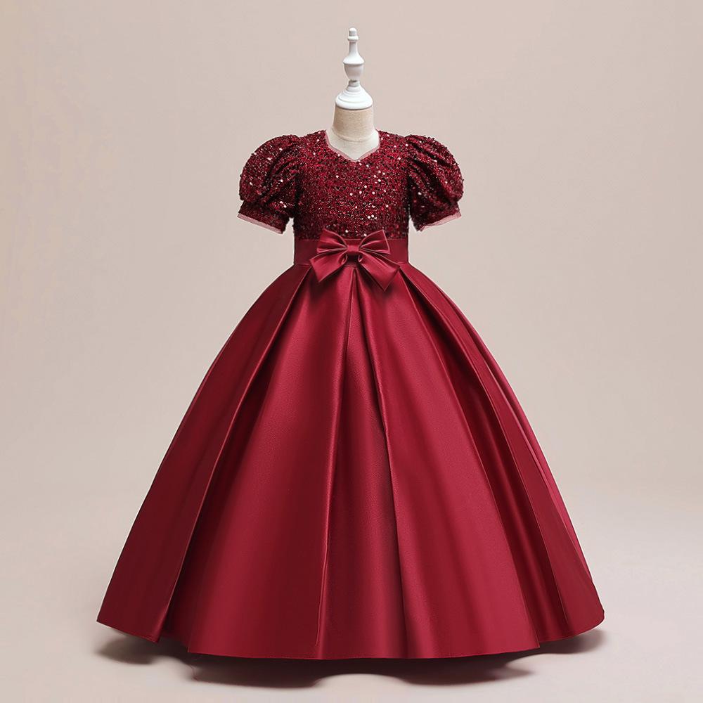 Новое платье-пачка из атласа с пайетками для девочек среднего/большого размера