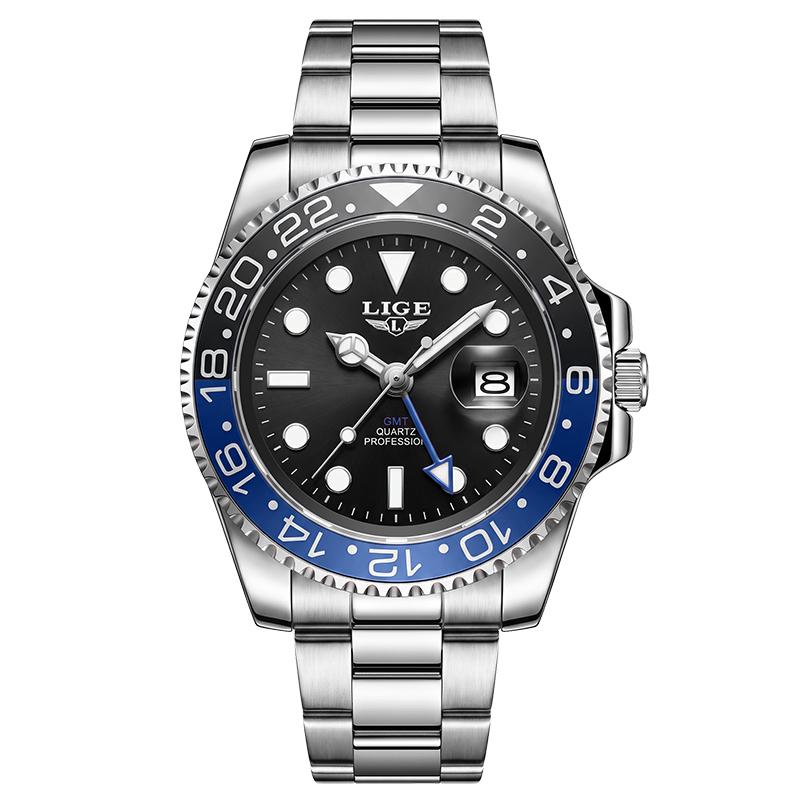 LIGE Top Original Men Quartz Watches for Men Waterproof Calendar Stainless Steel Quartz Men Luxury Watch Luminous Wristwatch