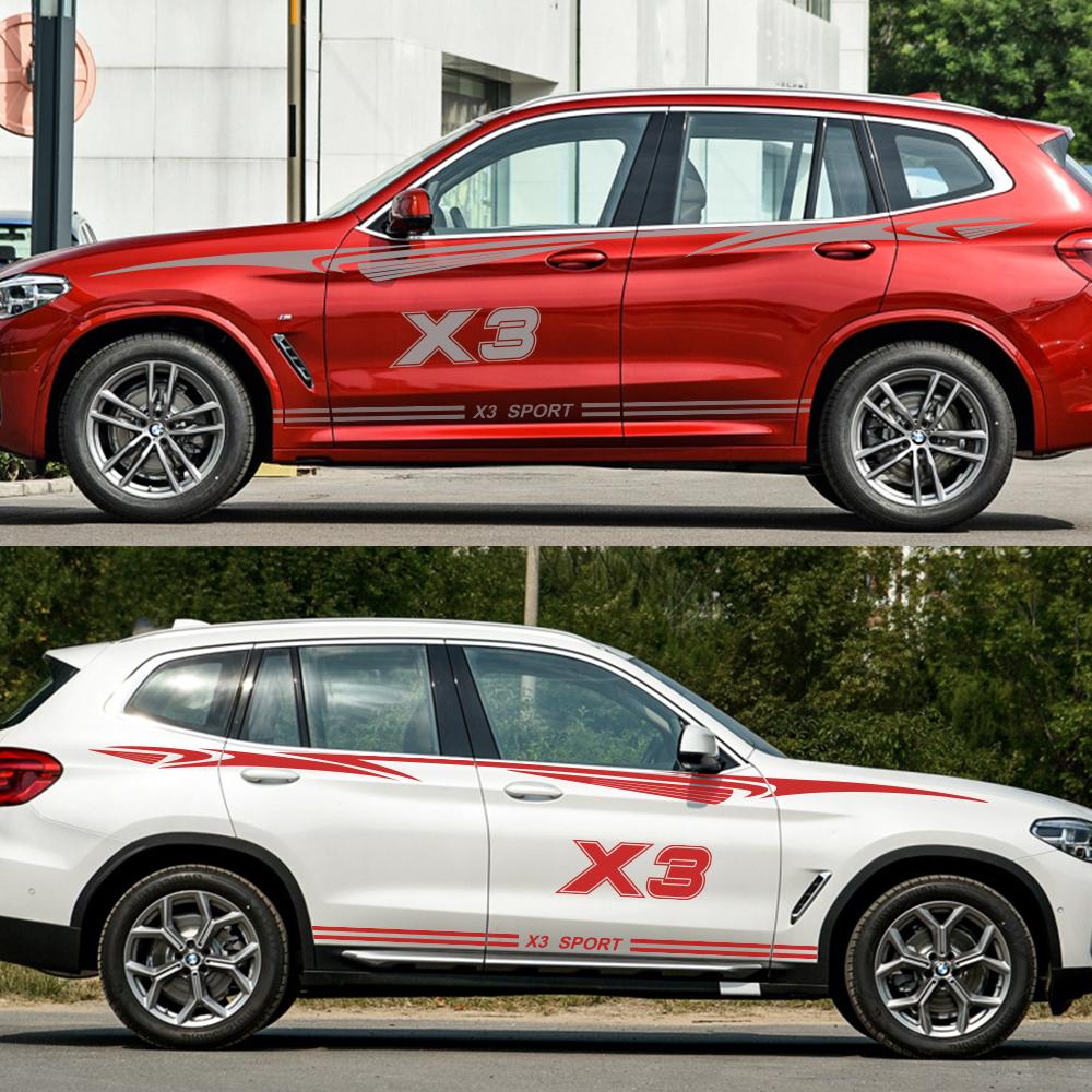 6 шт., боковые наклейки из ПВХ на дверь автомобиля для BMW X3 E83 F25 G01, тюнинг, автоаксессуары, украшения в полоску, виниловая пленка, наклейки на тело