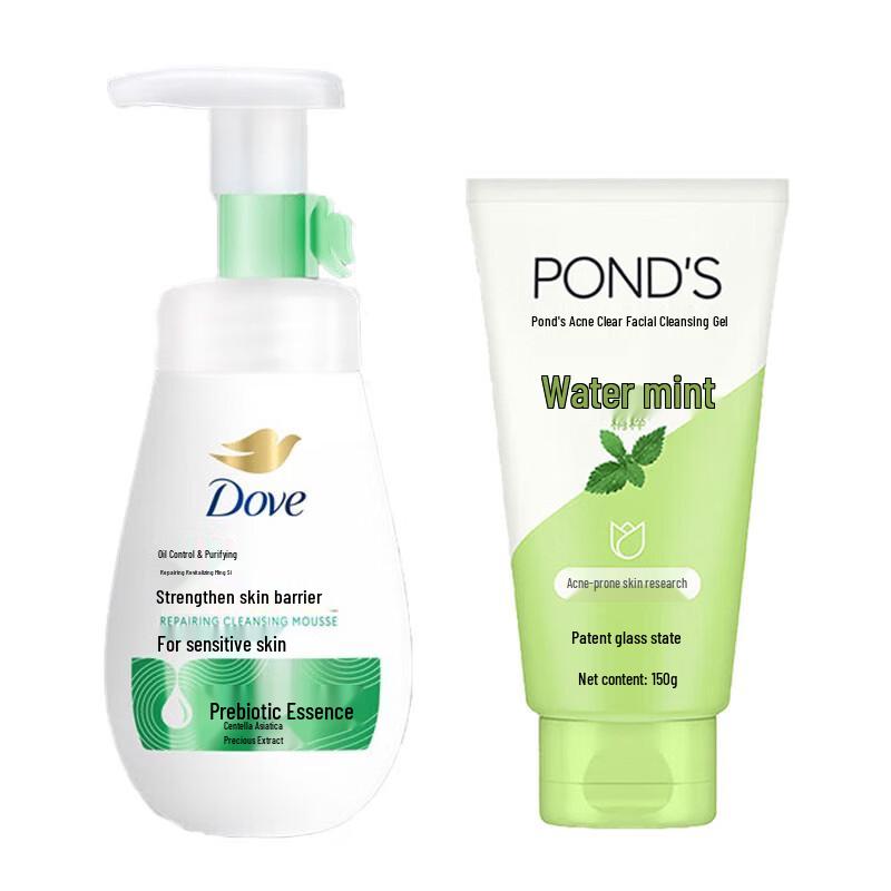 POND'S Anti-Acne Cleansing Gel & Dove Oil Control Facial Foam Set