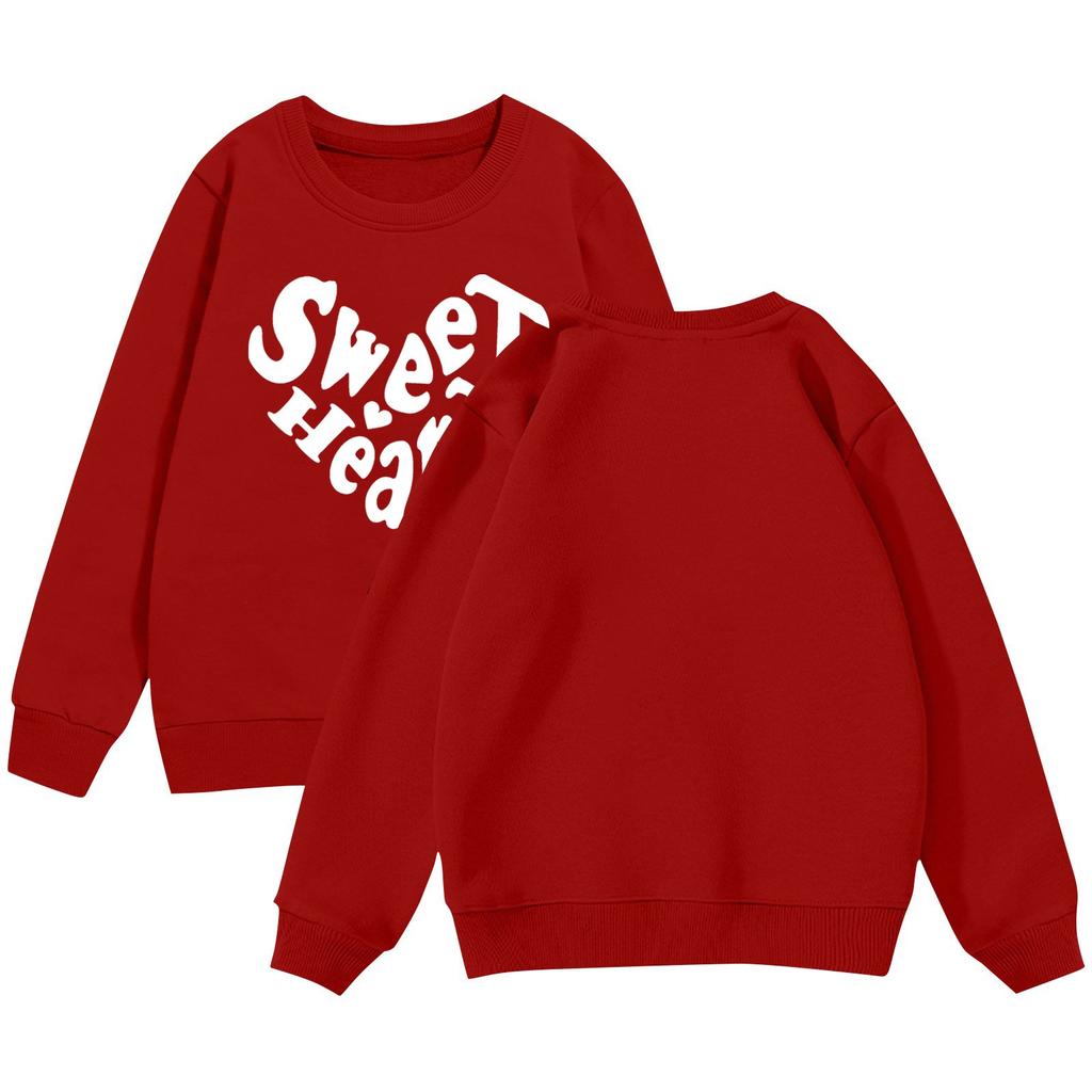 День святого Валентина Девочки Круглый вырез Пуловеры для детей Печатные детские топы