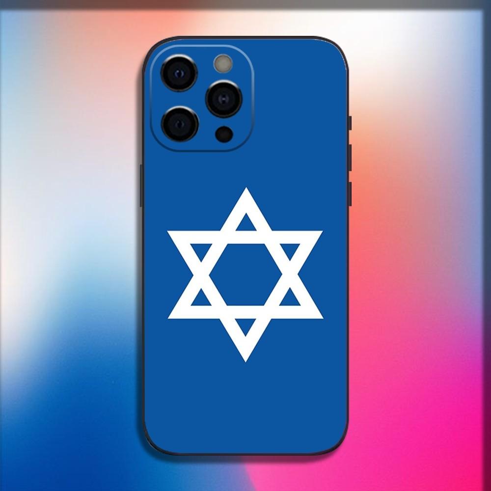 Чехол для телефона с эмблемой флага Израиля для iPhone 16,15,14,13,12,11,Pro,X,XS,Max,XR,Plus,Mini Мягкий черный чехол