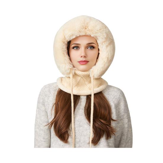 Зимний головной убор с шарфом-защитой лица, однотонная шапка 3-в-1, регулируемая по цвету, со шнурком, ветрозащитная шапка