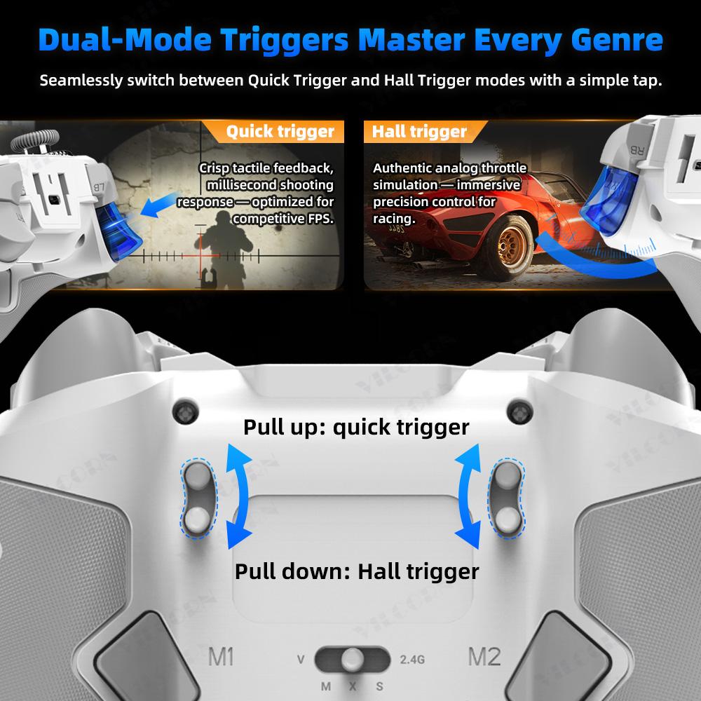 Smart Screen Wireless Game Controller with Hall Joystick Gamepad for PC Switch Android iOS RGB Macro Turbo Gyro With Charging Dock