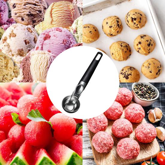 Ложка для мороженого из нержавеющей стали с триггером Легко чистится, антипригарная ручка Легкая ручка Ложка для печенья для мороженого, мороженого, смузи, фруктов