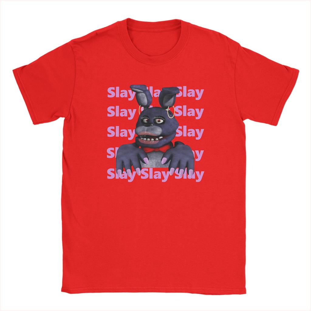 Мем Fnaf slay на месячных Мужские футболки FNAF At Freddys Футболка с коротким рукавом Круглый вырез Футболка Чистый хлопок Летняя одежда