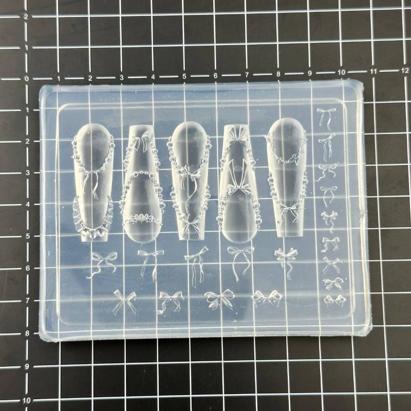 Cartoon Art Themed Silicone Mold, Bowknot Flower Nail Art Craft, Handmade DIY Nail Decoration Accessory Tool