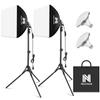 NiceVedi 2 Pack Photography Softbox 40x40cm Light Box LED Photography Lighting Kit with 160cm Adjustable Tripod 5400K Photography Lighting Set