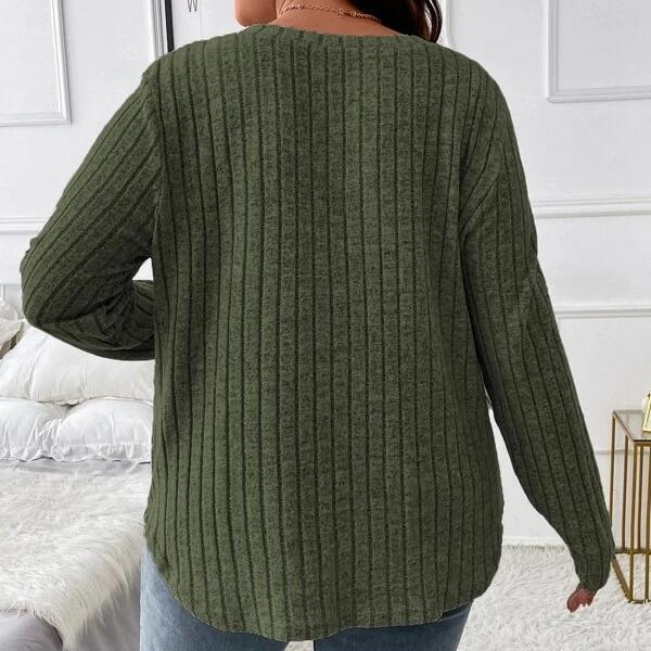 GMXIA Осень-зима, однотонный женский топ больших размеров с v-образным вырезом и длинными рукавами, шерстяная футболка в полоску, свободный чехол