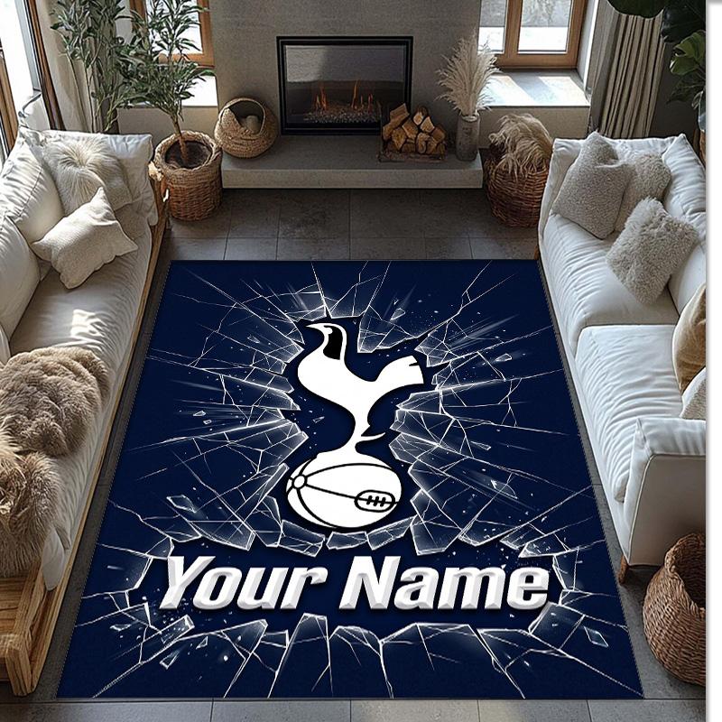 Tottenham Hotspur FC Printed Crystal Velvet Rug Non‑Slip Crystal Velvet Carpet For Sofa Bedroom Indoor Home Decoration