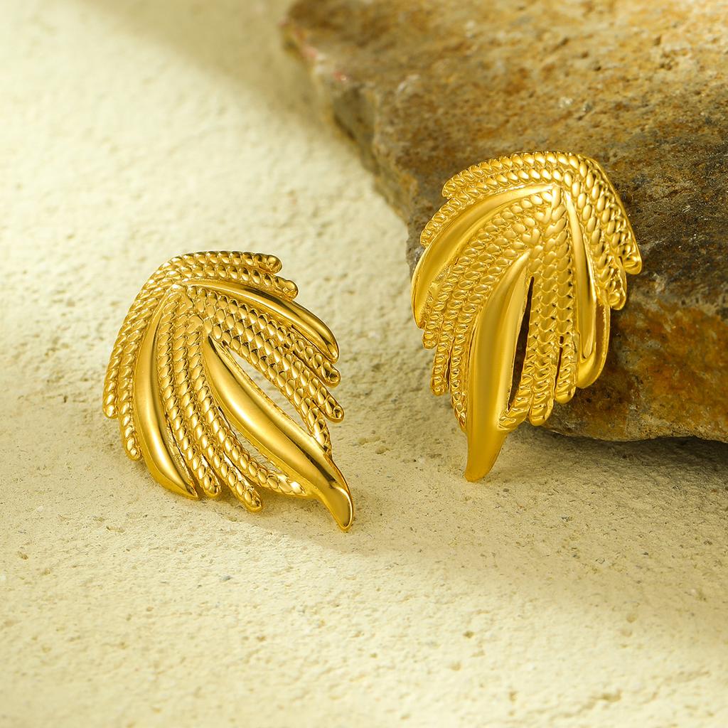 GEMCHIC Women's Gold Plated Stainless Steel Angel Wing Earrings for Women
