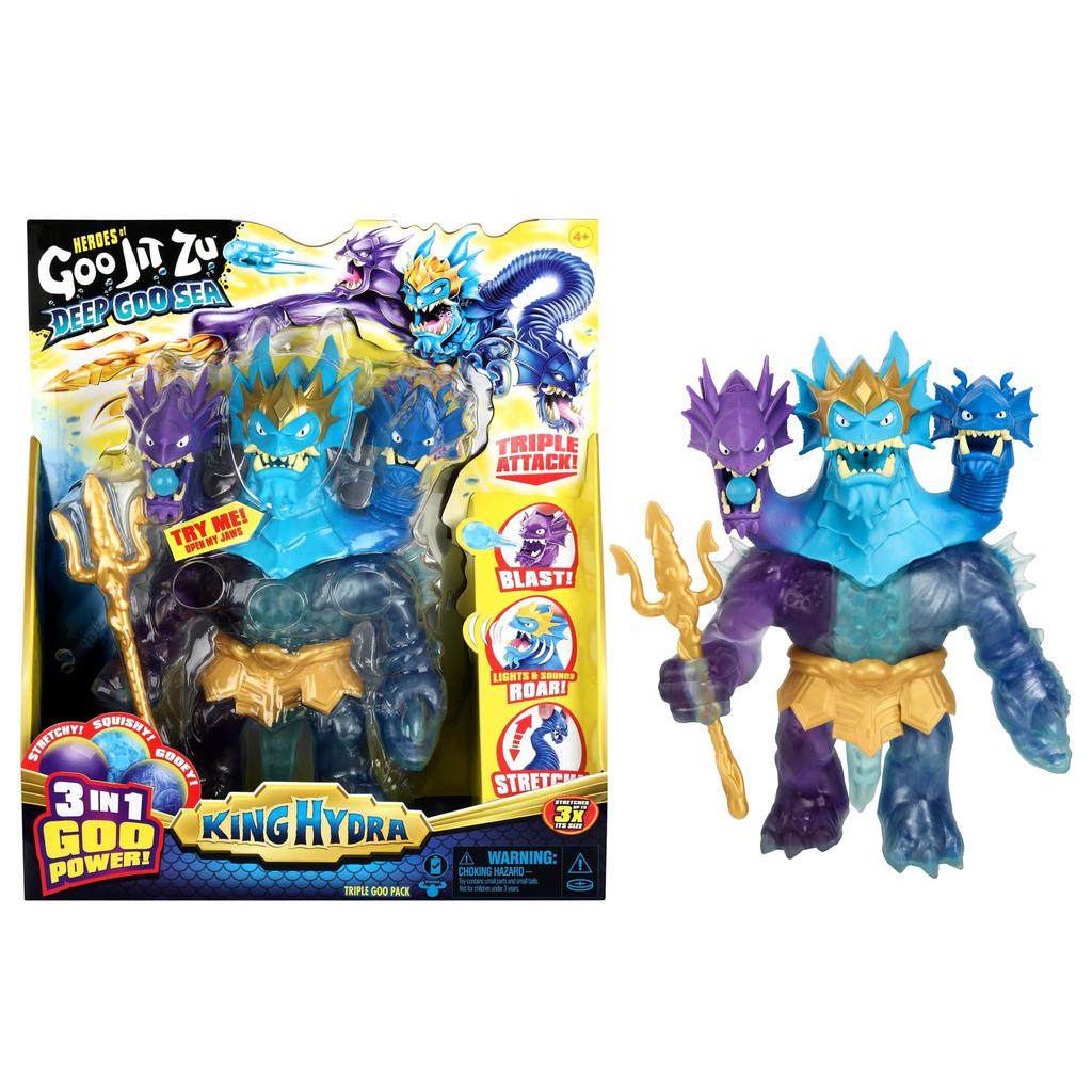 Heroes of Goo Jit Zu Deep Goo Seeking Hydra Figure Triple Attack 3-in-1 Goo Power Plus Light and Sound Battle Action!