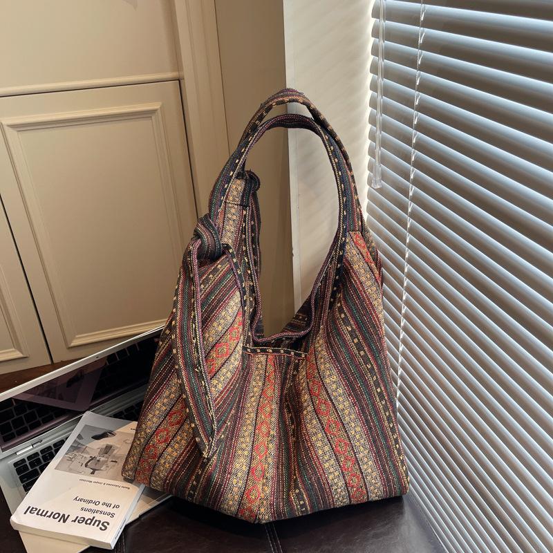 Ленивый ветер сумка-тоут большая вместимость женская новая ретро на косую через плечо модная универсальная холщовая сумка в полоску сумка на плечо