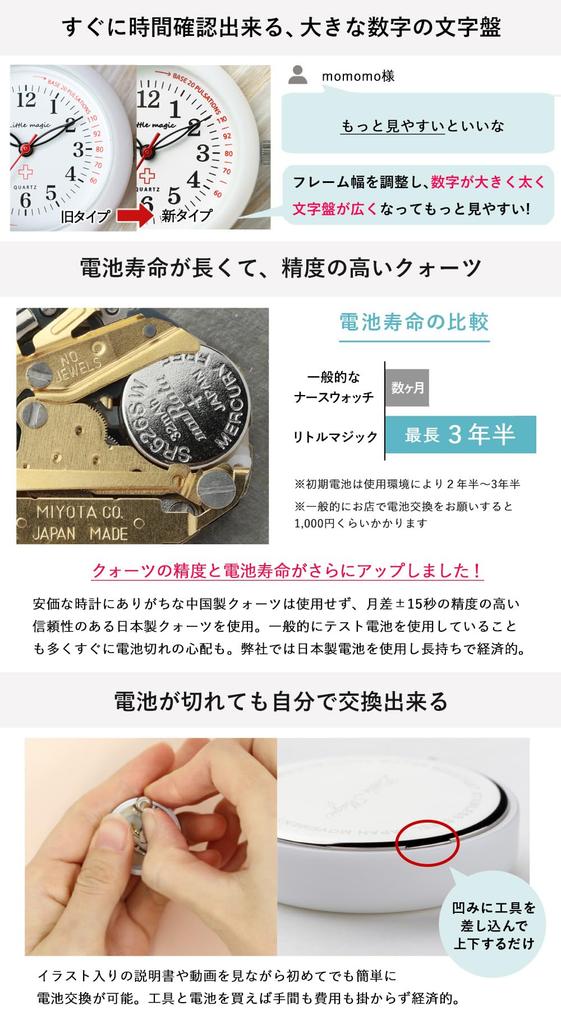 And Easy To Can Be Replaced by Nurse Watch Pocket Watch Clock Colore 34mm Dark [Little Magic] [Official] [Large Read] [Battery Yourself] (colore34DNV